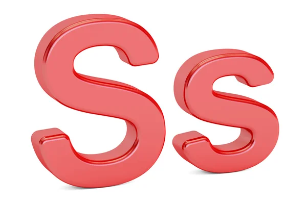 Červené písmeno S abeceda, vykreslování 3d objektů — Stock fotografie