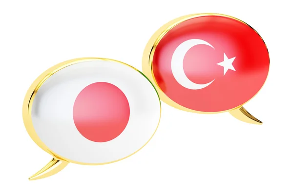 Speech bubbles, Japanese-Turkish  translation concept. 3D render — Stock Photo, Image