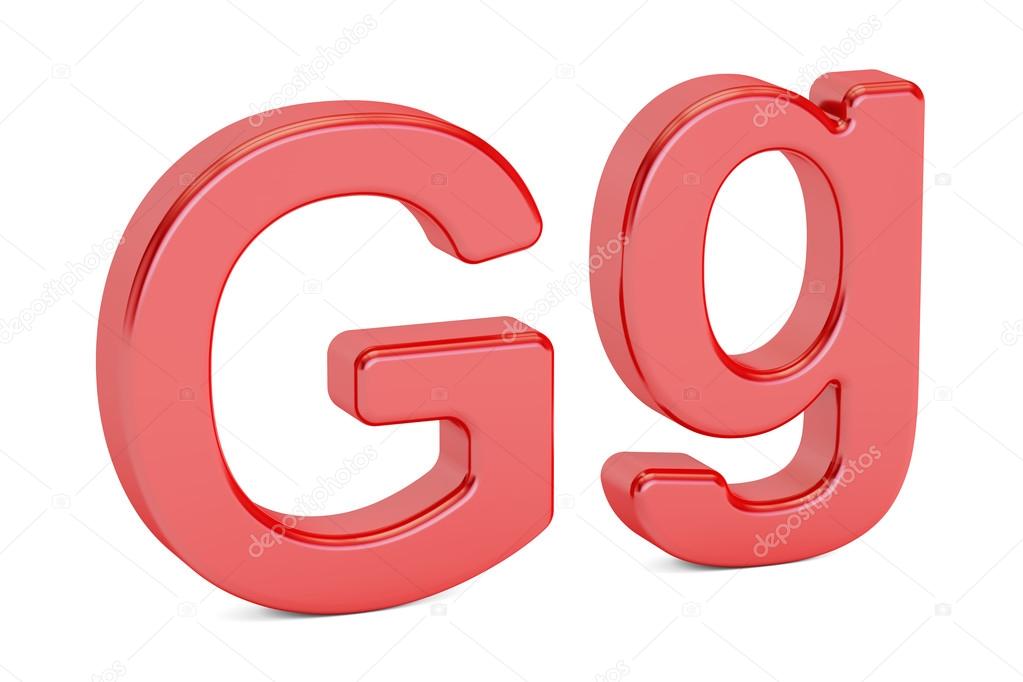 English letter G alphabet, 3D rendering isolated on white background