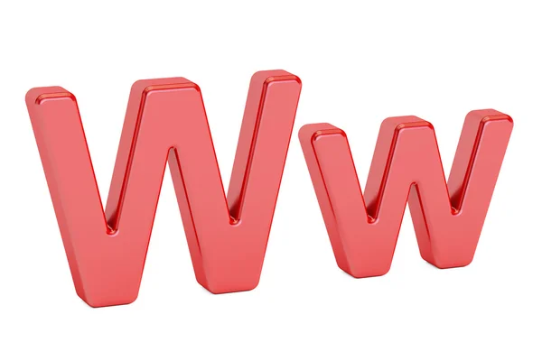 Grote en kleine rode letter W, 3D-rendering — Stockfoto