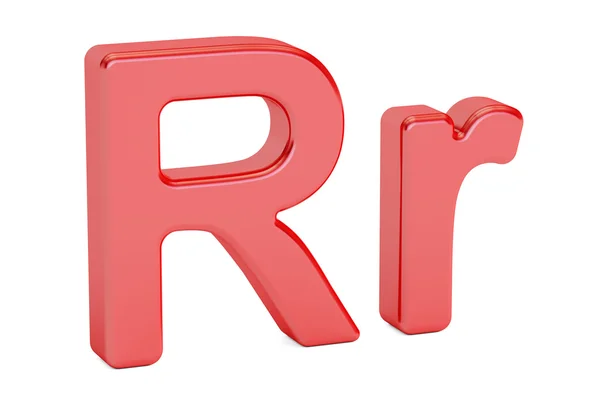 Kleine en grote rode letter R alfabet, 3D-rendering — Stockfoto