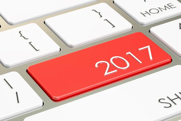 2017 button on the keyboard, 3D rendering — Stock Photo, Image