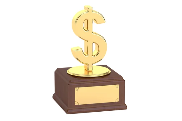 Золотая финансовая премия с символом доллара, 3D рендеринг — стоковое фото