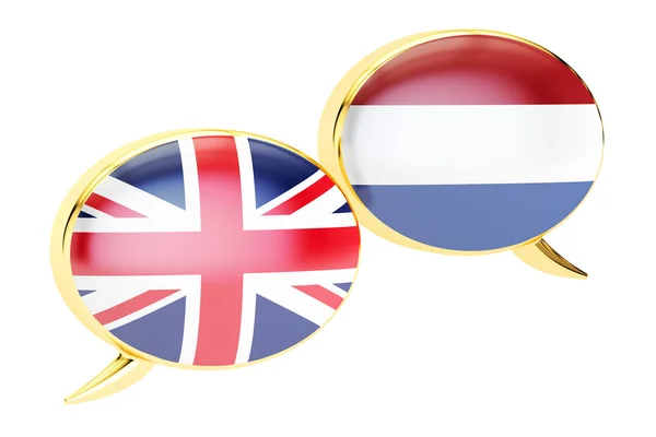 Φυσαλίδες ομιλία, συνομιλία έννοια Ολλανδικά-Αγγλικά. 3D rendering — Φωτογραφία Αρχείου