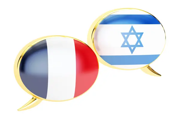 Pratbubblor, franska-israeliska konversation koncept. 3D renderin — Stockfoto