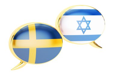 Konuşma balonları, İsrail-İsviçre konuşma kavramı. 3D render