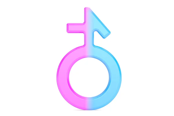 Female and male gender symbols, 2 in 1 concept. 3D rendering — Stock Photo, Image