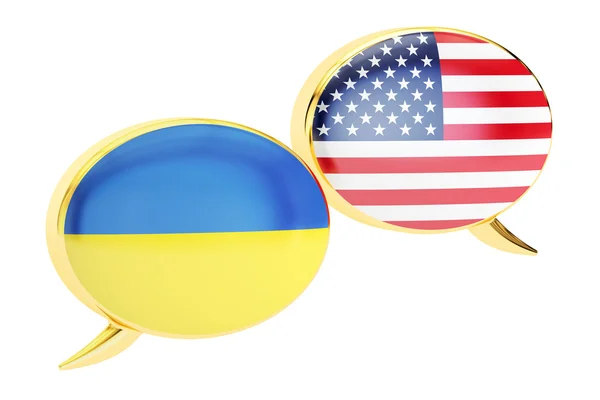 Speech bubbles, Ukraine-USA conversation concept. 3D rendering — Stock Photo, Image