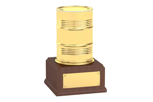 Golden Oil Barrel Award concept, 3D rendering — Stock Photo, Image