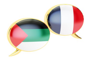 Konuşma balonları, Arap-Fransızca çeviri kavramı. 3D render