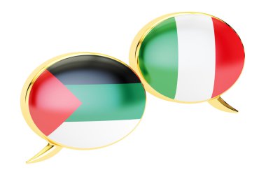 Konuşma balonları, İtalyanca-Arap çeviri kavramı. 3D render