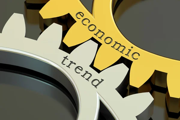 Economic Trend concept on the gearwheels, 3D rendering — Φωτογραφία Αρχείου