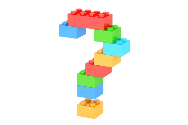 Question mark from plastic building blocks, 3D rendering — Stock Photo, Image