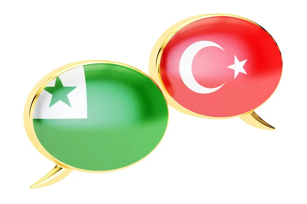 Pidato gelembung, konsep percakapan Turki-Esperanto. Rende 3D — Stok Foto