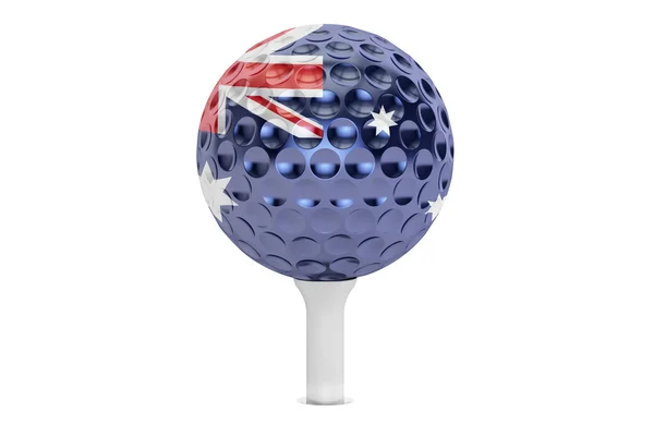 Golfbal op een tee met vlag van Australische, 3D-rendering — Stockfoto