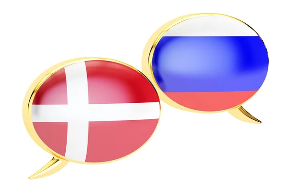 Συννεφάκια ομιλίας, Δανικά-Ρωσικά μετάφραση έννοια. 3D rendering — Φωτογραφία Αρχείου