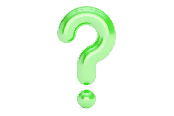 Green question mark, 3D rendering — Stock Photo, Image