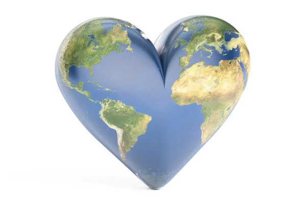 Heart world globe concept, 3D rendering — Stock Photo, Image