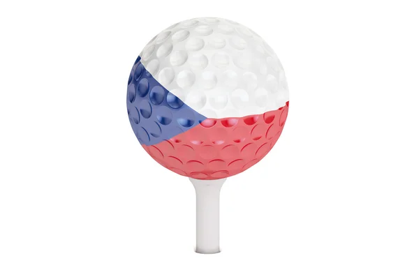 Golf ball on a tee with flag of Czech Republic, 3D rendering — Stock Photo, Image