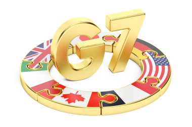 G7 puzzle concept, 3D rendering clipart
