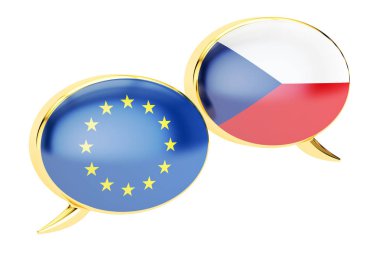 Konuşma kabarcıklar, AB-Çek Cumhuriyeti, konuşma kavramı. 3D parçalamak