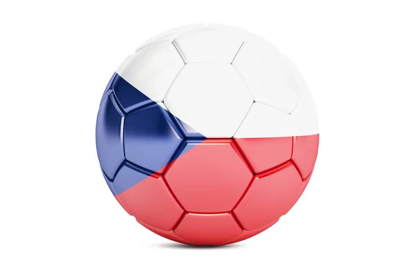 Balón de fútbol con bandera de República Checa, representación 3D — Foto de Stock