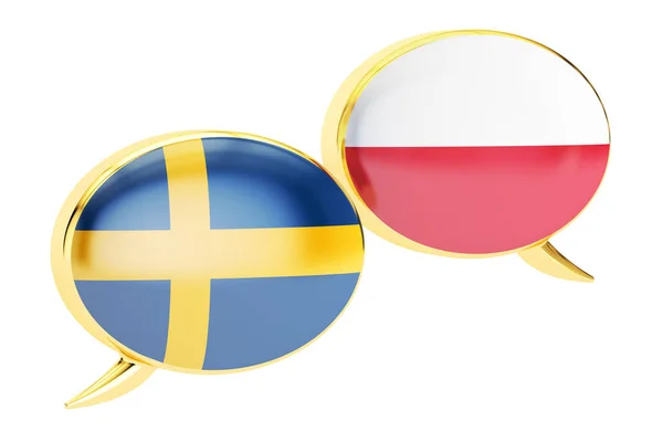 Συννεφάκια ομιλίας, Πολωνικά-Σουηδικά μετάφραση έννοια. 3D rendering — Φωτογραφία Αρχείου