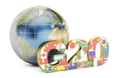 G20 kavramı küre, 3d render ile