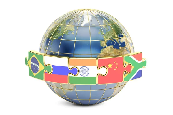 BRICS toppmöte koncept med jorden, 3d-rendering — Stockfoto