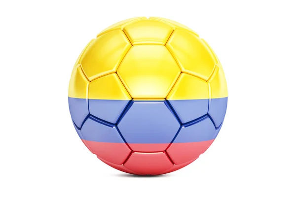 Voetbal met vlag van Columbia, 3D-rendering — Stockfoto