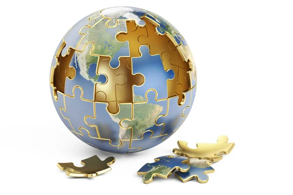 Globe from puzzles, 3D rendering — Stock Photo, Image