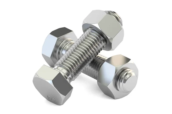 Bolts with nuts, 3D rendering — Stock Photo, Image