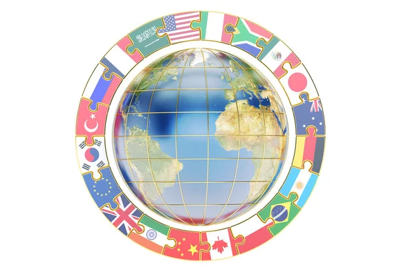 Internationell global kommunikationskoncept med jorden, 3d render — Stockfoto