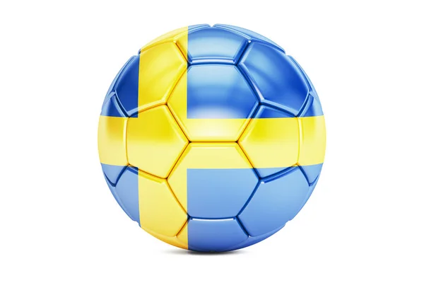 Μπάλα ποδοσφαίρου με τη σημαία της Σουηδίας, 3d rendering — Φωτογραφία Αρχείου