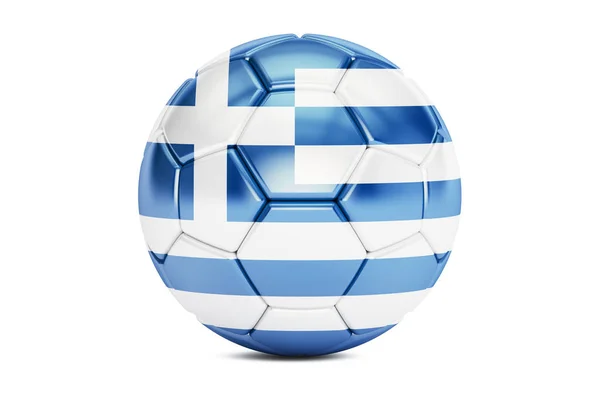 Pelota de fútbol con bandera de Grecia, representación 3D — Foto de Stock