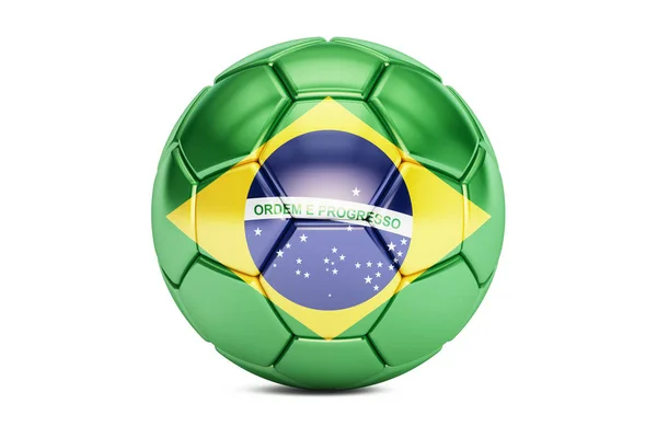 Ballon de football avec drapeau du Brésil, rendu 3D — Photo