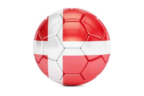 Bola de futebol com bandeira da Dinamarca, renderização 3D — Fotografia de Stock