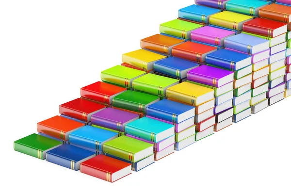 Bildungskonzept, Treppen aus Büchern. 3D-Darstellung — Stockfoto