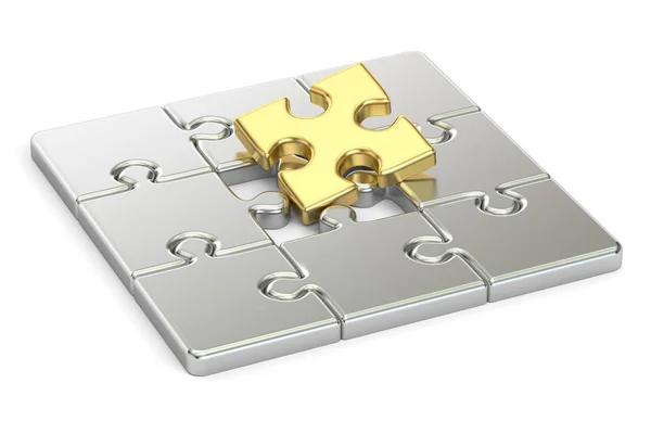 Золотая и серебряная головоломка, 3D рендеринг — стоковое фото