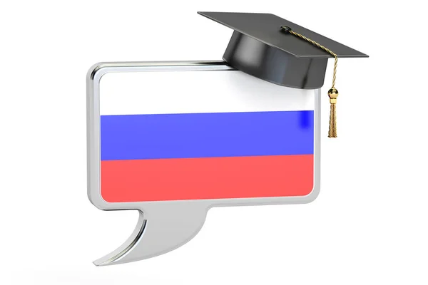 Burbuja de discurso con bandera de Rusia, concepto de aprendizaje. Renderina 3D —  Fotos de Stock