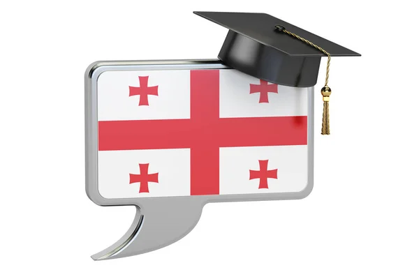Bolha de fala com bandeira georgiana, conceito de aprendizagem. Renderização 3D — Fotografia de Stock