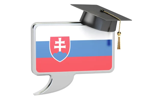 Bulle vocale avec drapeau slovaque, concept d'apprentissage. rendu 3D — Photo