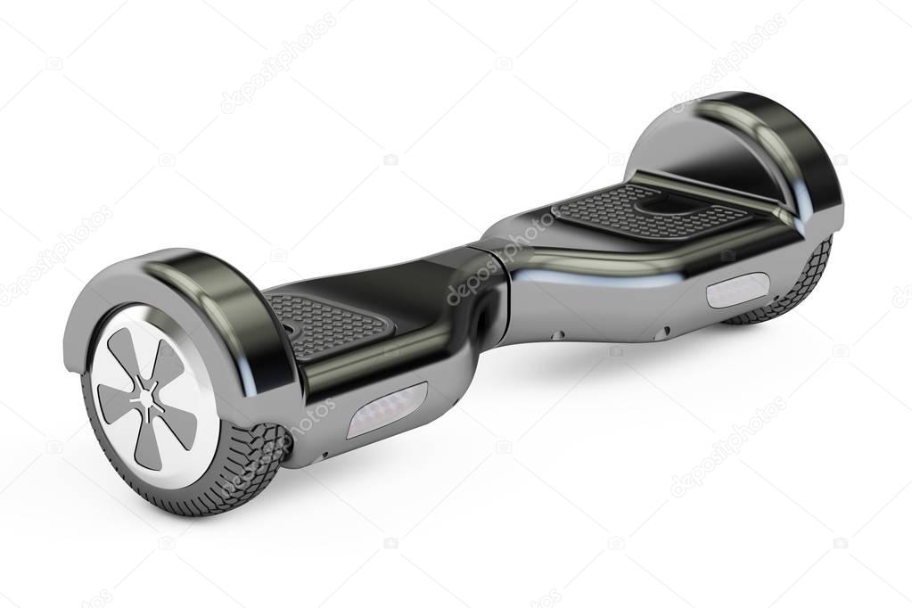 black hoverboard or self-balancing scooter, 3D rendering