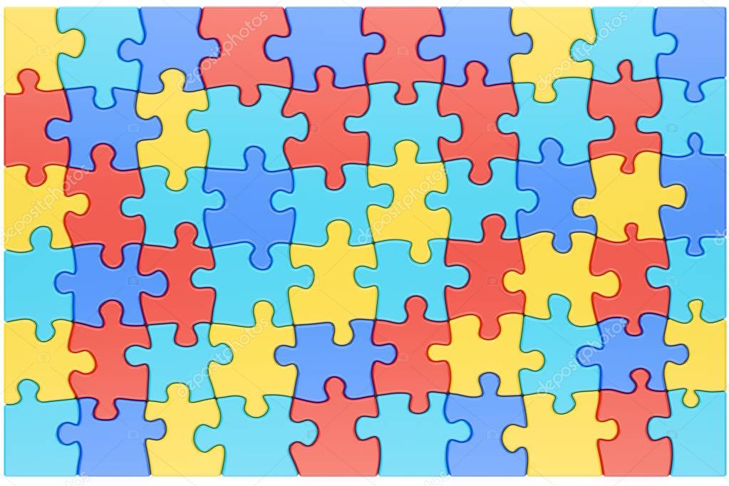 Download - Puzzle Pieces in Autism Awareness Colors Background, 3D renderin...
