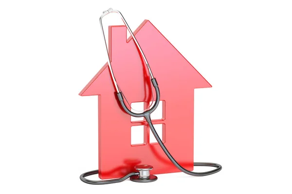 House with stethoscope, 3D rendering — Stock Photo, Image