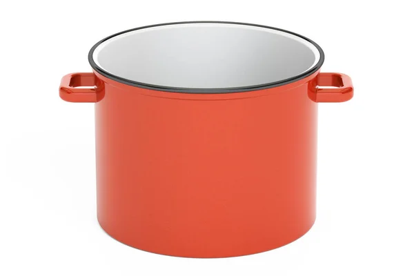 Panela de cozinha vermelha, renderização 3D — Fotografia de Stock