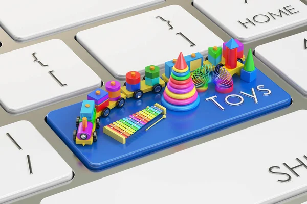 Spielzeug-Tastatur, 3D-Rendering — Stockfoto
