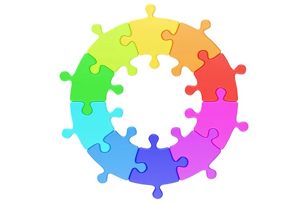Λογότυπο της επιχειρηματικής ιδέας. Παζλ πολύχρωμο κύκλο, 3d καθιστούν — Φωτογραφία Αρχείου