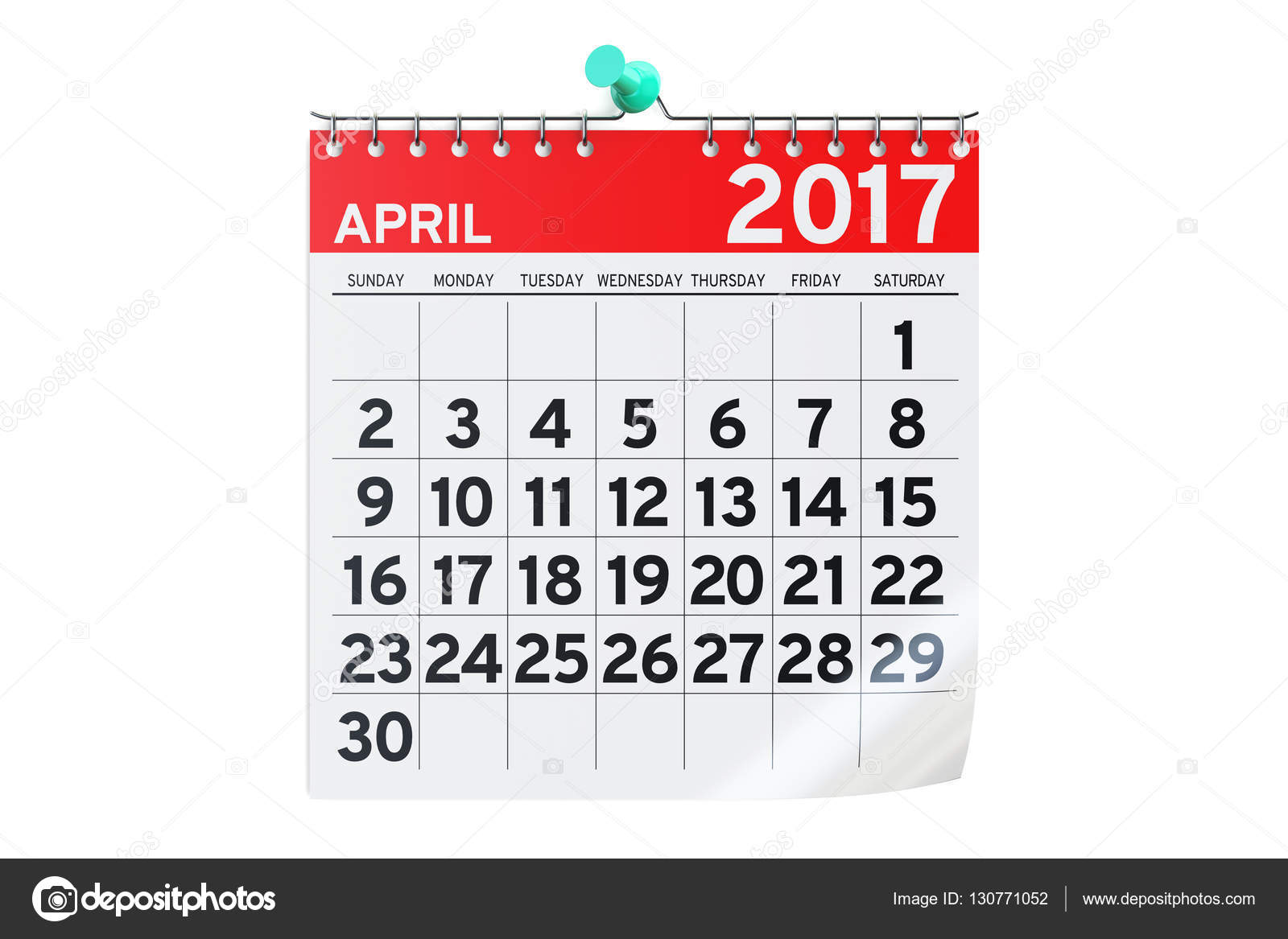 Stockfotos Folding calendar with the month of april of the page ...