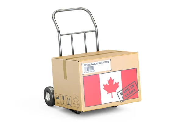 在加拿大的概念。纸箱上的手推车，3d 楼效果图 — 图库照片